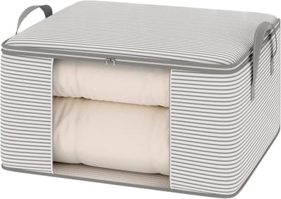 2 Opbergtas voor dekbedden en kussens, ademende, waterdichte en opvouwbare opbergtas met versterkte handgrepen en dubbele ritssluiting – 55 * 35 * 25 cm – Ideaal voor dekens, beddengoed
