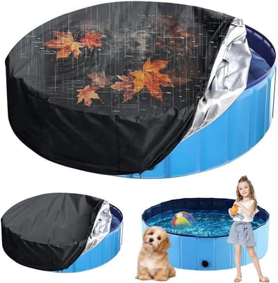 Ronde Zwembadafdekking 160 cm x 30 cm, UV-bestendige Afdekking voor Huisdieren en Kinderen, Inclusief Trekkoord voor Gemakkelijk Gebruik