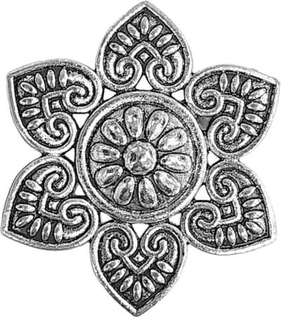 Fako Bijoux® - Vestsluiting Broche Rond - Vestclip - Ster Bloem - 44mm - Zilverkleurig