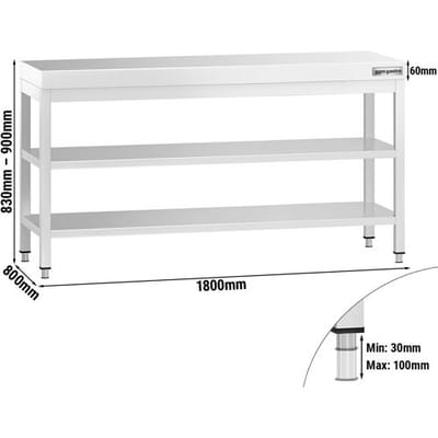 GGM Gastro Edelstahl Arbeitstisch PREMIUM - 1800x800mm - mit Grundboden & Zwischenboden Zilver