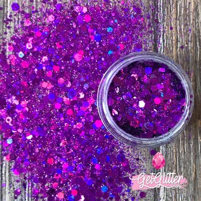 GetGlitterBaby® - Biologische / Biologisch afbreekbare Paarse Chunky Festival Glitters voor Lichaam en Gezicht / Biodegradable Face Body Jewels - Paarse