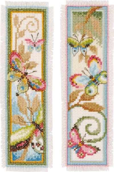 Vervaco - Bladwijzer kit - Decoratieve vlinder set van 2 - PN-0155949 - Borduren - Borduurpakket - Borduurpakket volwassenen - Borduurpakket kind