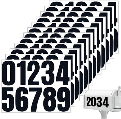 Dailygoods- Cijferstickers 10 cm - 12 Vellen - Zwart - Zelfklevend - Weerbestendig - Grote Cijferstickers voor Huisnummers - Nummerstickers