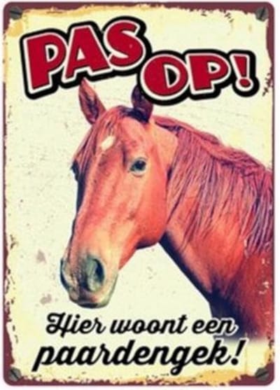 Plenty Gifts Waakbord Paard 15 X 21 X 2 Cm Tin Wit/bruin