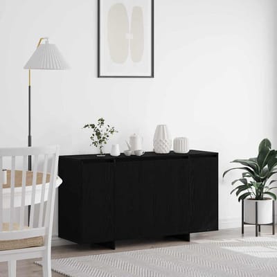 vidaXL - Dressoir - Zwart - Eiken - 135 - x - 41 - x - 75 - cm - Bewerkt - hout