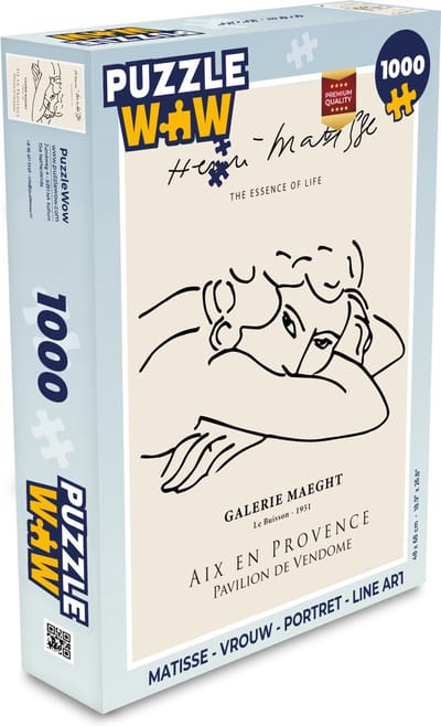 Puzzel Matisse - Vrouw - Portret - Line art - Legpuzzel - Puzzel 1000 stukjes volwassenen