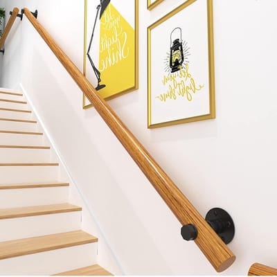 Trapleuning 1-voet-20ft - massief houten balustrades voor buitentreden complete kit, wandbevestiging hoekscheidingsbescherming voor ouderen en antislip handgrepen (maat 9FT/270CM)