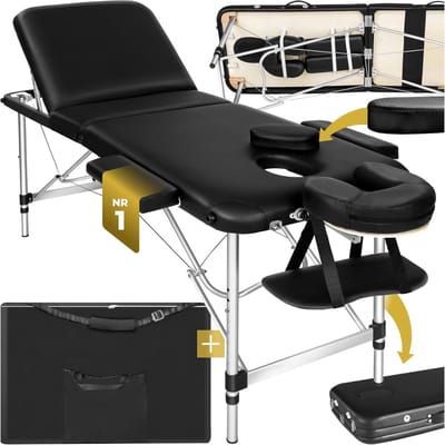 Mobiele massagetafel met 5 cm dikke vulling - Ergonomisch en verstelbaar - Draagvermogen 230 kg - Incl. draagtas