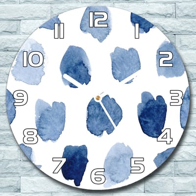 Coloray Wandklok - Abstracte vlekken Glazen Wandklok - 30fi cm - Blauw Wandklok - Wandklok Ronde - Wandklok Klassiek - Wandklokken Woonkamer - Stille Wandklok