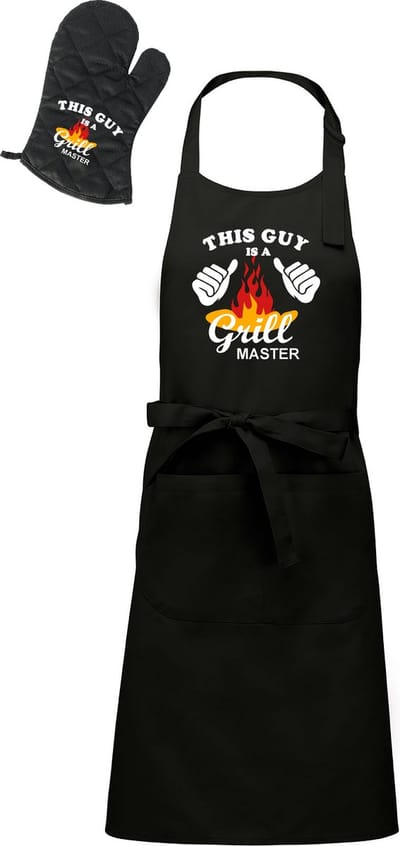 Mijncadeautje - Barbecueschort - This guy is a Grill Master - zwart - BBQ handschoen