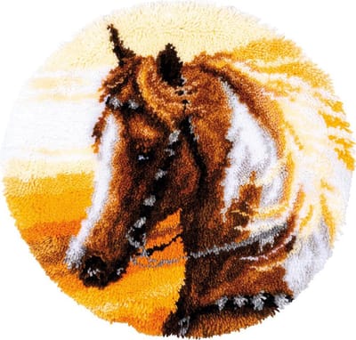 Vervaco - Knoopvormtapijt kit - Western paard - PN-0187687 - Borduren - Borduurpakket - Borduurpakket volwassenen - Borduurpakket kind