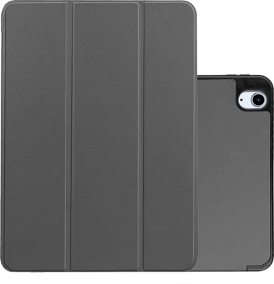 Hoes - Geschikt voor Apple iPad Air 5 (2022) - 10.9 inch - 5e Generatie - M1 - Dun & Stevig - Trifold Bookcase - Hard Cover Case - Met Uitsparing Geschikt voor Apple Pencil - Hardcover Book - Tablet Hoesje - Grijs