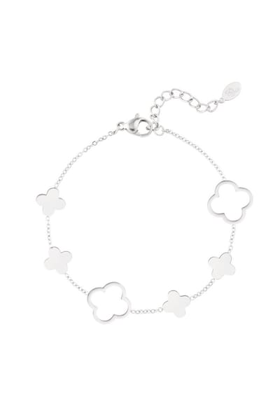 Bijoutheek Armband (Sieraad) Klavers open dicht Zilverkleurig