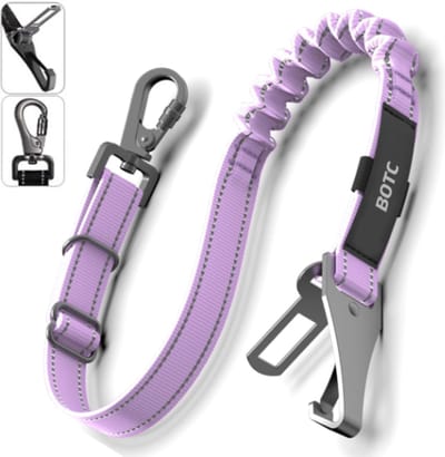 BOTC Autogordel Hond - Hondengordel 3 in 1 - Reflecterende - Veiligheidsgordel hond - Autoriem Hond - Paars - RVS