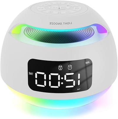 LED Wekker Radio - Kleurrijk Licht - Ontwaken Muziek - Dubbele Alarm Snooze - 130x101x101mm - Wit
