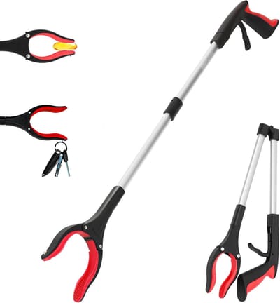 Grijpstok - Grijparm voor Ouderen & Invaliden - Opvouwbare Afvalgrijper met Magneet - 83cm - Rood