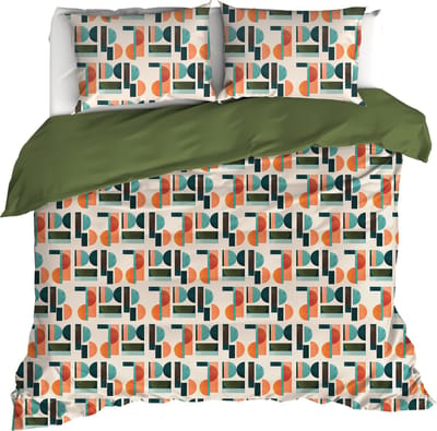 De Witte Lietaer Dekbedovertrek Lisboa, Grenoble Green - 200 x 200/220 - Katoen Percal