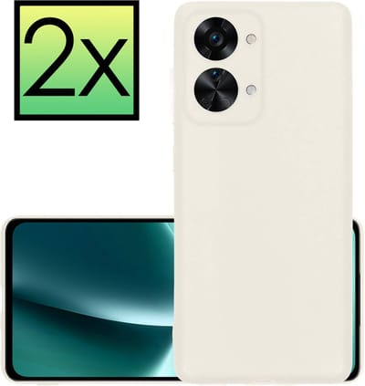Hoesje - 2 Stuks - Geschikt voor OnePlus Nord 2T - Sterk & Shockproof - Case Siliconen - Back Cover - Telefoon Hoes - Wit