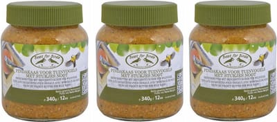 Best for Birds Vogelvoer - 3x - pindakaas - met stukjes noot - 340 gram - in pot