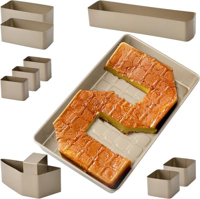 Verstelbare Bakvorm voor Letters en Cijfers voor Feesten, Verjaardagen en Feestdagen, 37.5 x 24 x 5 cm, Goudkleurig, Creatief Bakken, Decoratie, Taartaccessoires