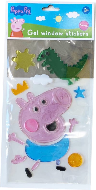 Mega Herbruikbare Raamsticker Peppa Pig met Dino - 16-delig - Raamstickers voor Kinderen - Raamstickers Auto