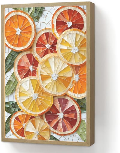 Wandlamp 40x60 cm - Oplaadbaar - Schijfjes - Fruit - Oranje - Mozaïek - Wandlampen binnen woonkamer - Slaapkamer lamp - Decoratieve nachtlamp - Vloerlamp draadloos
