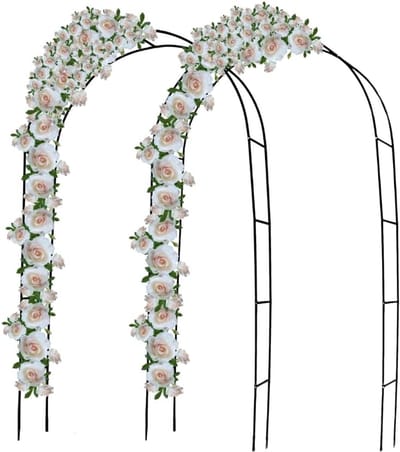 Rozenboog Klimboog - Tuinpoort Pergola - Planten Ondersteunen - Gepoedercoat Metaal - 230x118x40 cm - Zwart