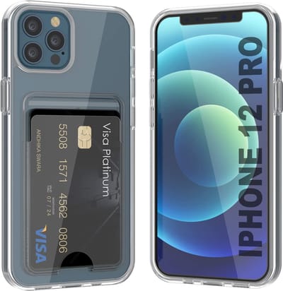 Casemania Hoesje Geschikt voor Apple iPhone 12 / 12 Pro - Transparant - Siliconen Back Cover met Kaarthouder