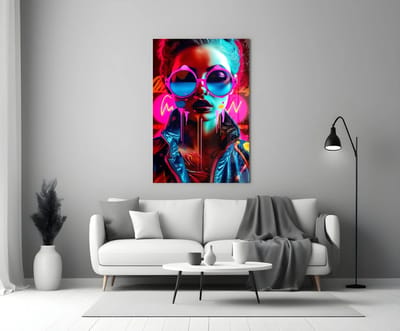 Stijlvolle Vrouw Glasschilderij – 72x46 cm – Elegante Wanddecoratie op Gehard Glas