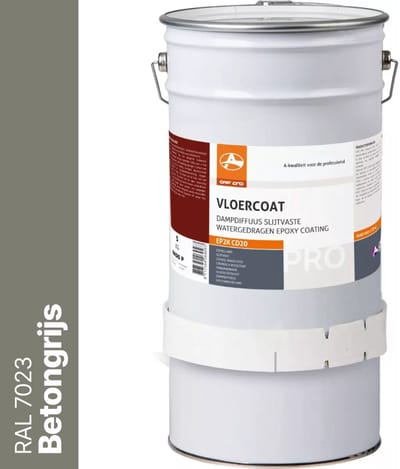 OAF PRO 2K Epoxy Vloercoating CD20 Betongrijs (RAL 7023) 5 kg - Vloerverf - Slijtvast, naadloos en vloeistofdicht - Eenvoudig Schoon te maken