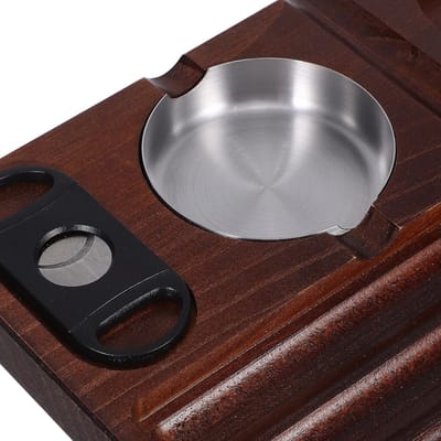 Houten asbak - met Houder en Standaard voor Whiskyglazen - Rookplateau voor Binnen en Buiten - Geschikt Voor Huis- en Kantoordecoratie, Terrasaccessoires