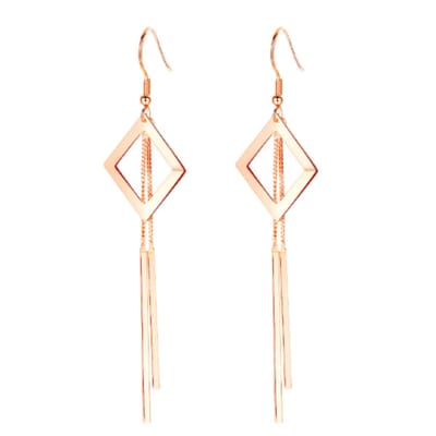 Oorbellen-ruit en sliert-rosegold-925 zilver-Charme Bijoux