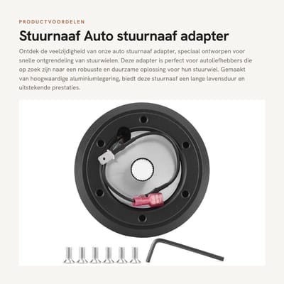 Dailygoods - Stuurnaaf - Auto stuurnaaf adapter - Hoogwaardige aluminiumlegering - Universeel formaat - Snelontgrendeling stuurwiel - Geschikt voor Ec...