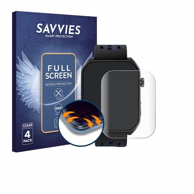 Savvies - Screenprotector voor Reebok Icon Smartwatch - Folie Beschermfolie transparant volledig dekking 4 Stuks