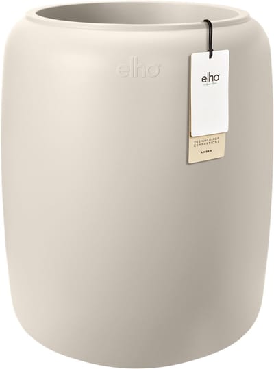 Elho Amber Beads Medium 40 - Bloempot voor Binnen & Buiten - 100% Gerecycled Plastic - Ø 39.2 x H 47.6 cm - Linen white