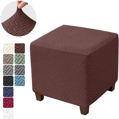 1PC Stretch Ottoman Krukhoes Jacquard Elastische Vierkante Voetsteunhoezen All-inclusive Anti-stof Voetenbank Hoezen Woonkamer S Stool cover