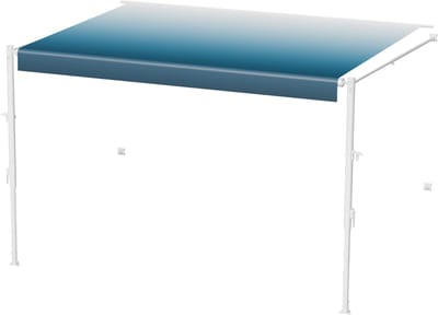 Handmatige Camperluifel Complete Set - 15ft Intrekbare Luifel met Frame van Aluminiumlegering. Outdoor-Aanhangwagenluifel Past Op De Meeste Campers (Blauw Vervaagd)