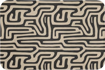 Badmat 90x60 cm - Antislip - Grafisch - Lijnen - Zwart - Badmatten voor badkamer - Badkamermat - Douchemat - Badkamer mat