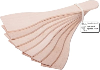 Natuurlijker leven® houten spatels 17 cm - Gourmet - Raclette - Grillplaat - Steengrill - Bakplaat - Teppanyaki - Kleine spatels - Mini spatels - 8 stuks