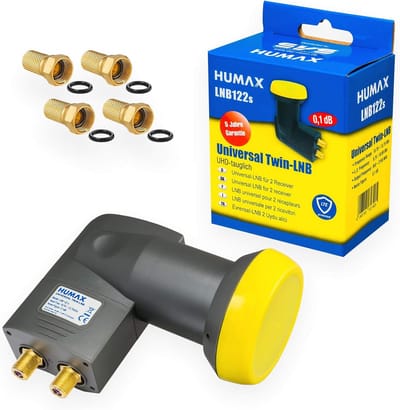 Twin LNB voor 2 Deelnemers Full HD TV 4K met Vergulde Contacten