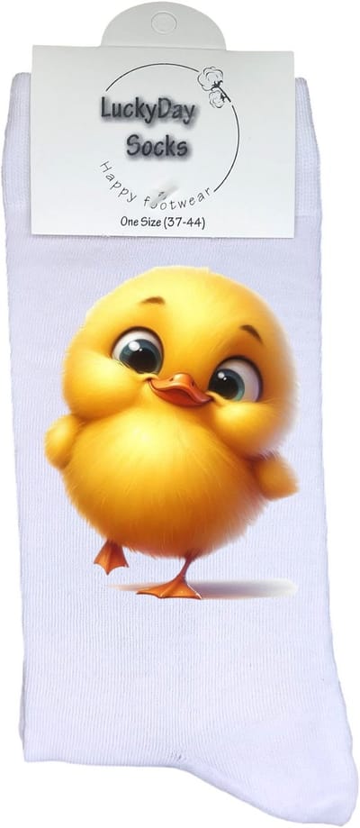 Eendje - Valentijns Cadeau - Grappige sokken - Leuke sokken - Hem Haar sokken - Vrolijke sokken - Sint cadeau - Vaderdag - Moederdag - Verjaardag cadeau - Kerst cadeau - Stapjes - Leuk Cadeau - Print sokken - Socks maken Happy - 37-44