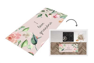 Keukenloper - Loper keuken - Spreuken - Quotes I Love Grandma - Oma - Moederdag - Bloemen - Cadeau - 120x50 cm - Keukenloper vinyl