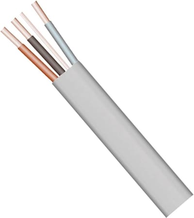 1mm Flat 3 Wire Cable Plus Ground 6243Y 5 Meters Gray White - Bulk Hardware BH01439 stroomkabel 3 aderige
