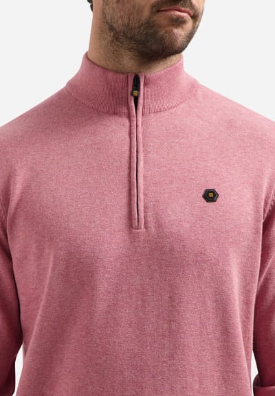 No Excess Pullover su collar half zip 2 colou old pink