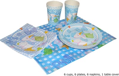 tafelset - bordjes/bekertjes/servietten/tafelkleed - It's a boy - 19 stuks