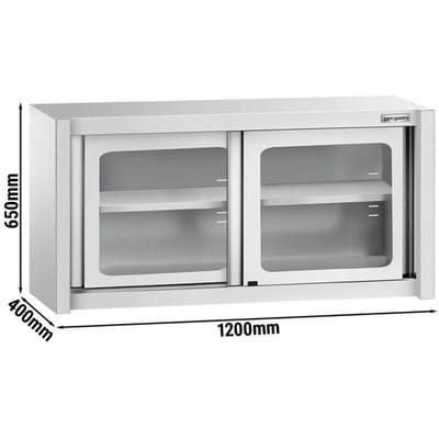 GGM Gastro Edelstahl Wandhängeschrank - 1200x400mm - mit Glasschiebetür - 650mm hoch