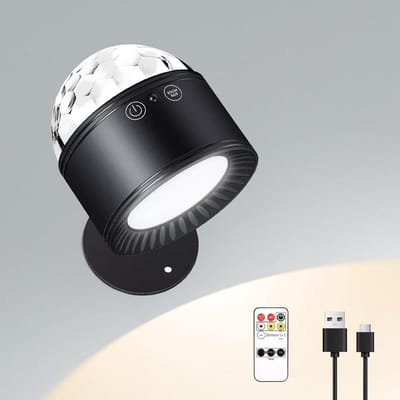 longziming -2-In-1 Wandlamp - Multifunctionele Partyverlichting - LED Muurlamp - 360° Draaibare Koppen - Dimbaar Met Afstandsbediening - Kunststof En Metaal - Magnetisch Opladen - Voor Binnen Gebruik - 1 Stuk