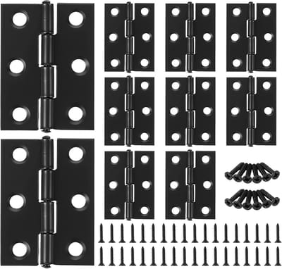 Set van 10 RVS Scharnieren 44 x 32 x 1 mm, Vouwscharnieren met Plugverbinding, Ideaal voor Kasten en Deuren, Inclusief 72 Schroeven 5 x 15 mm