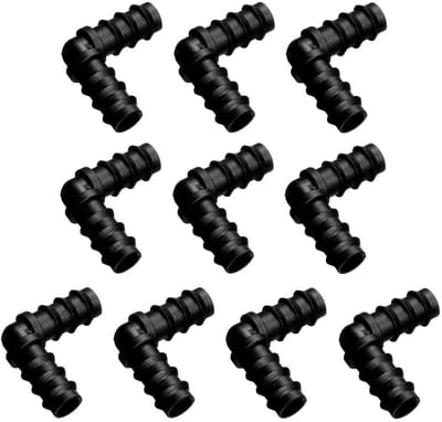 Dailygoods- Irrigatieset L-vormig - Set van 10 Stuks - Kunststof Connector - 16 mm - Eenvoudige Aansluiting - Geschikt voor Tuinirrigatie - Slangverbinding