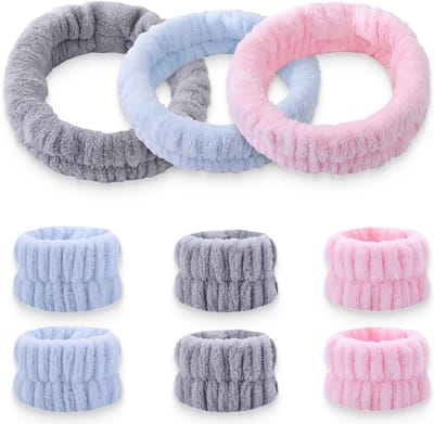 Set van 9 Absorbente Haarbanden voor Gezichtsreiniging, Make-up en Spa - Ideaal voor Yoga en Douche